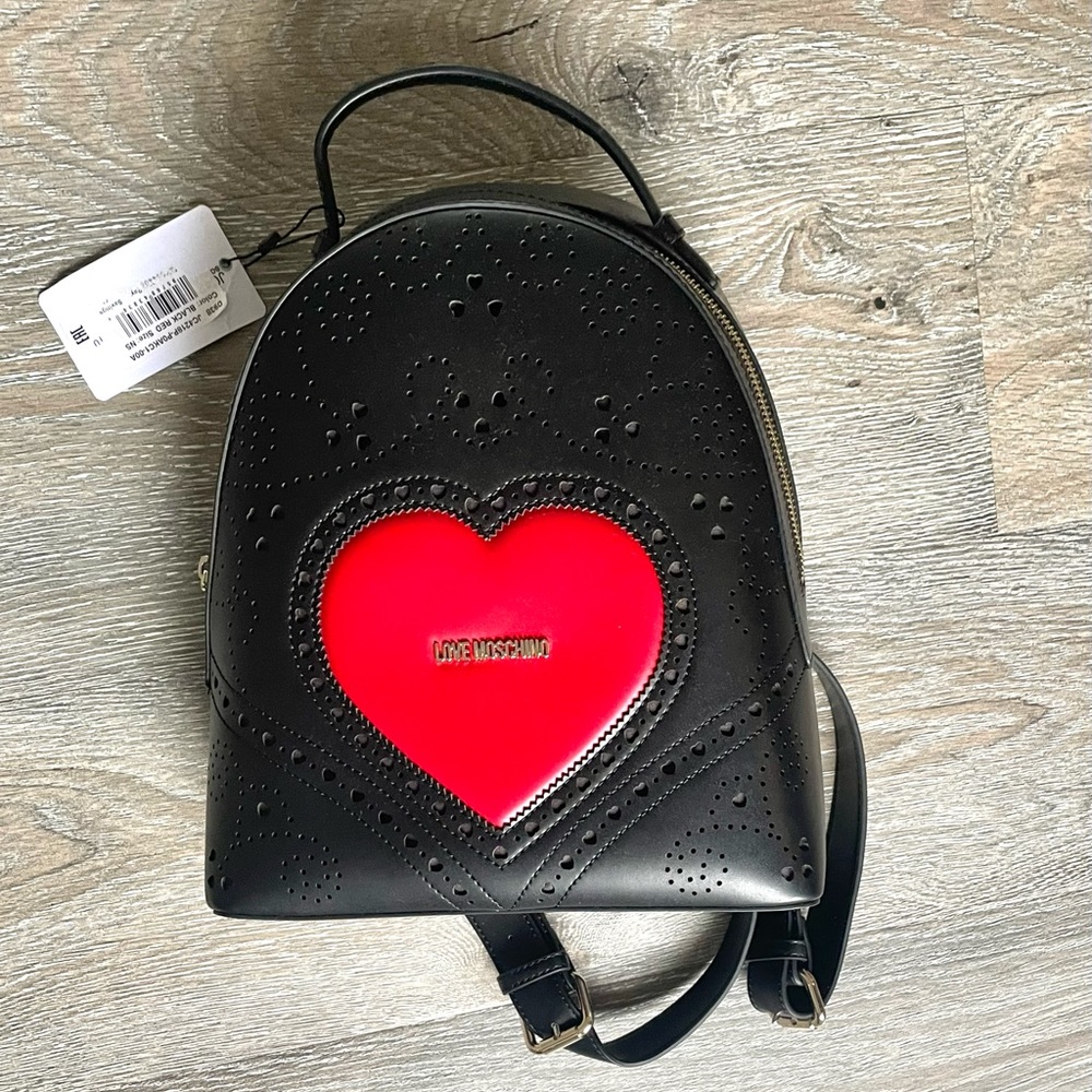 Love Moschino Heart Backpack Black and Red